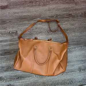 Lulu’s Stay the Night Brown Leather Weekender Bag